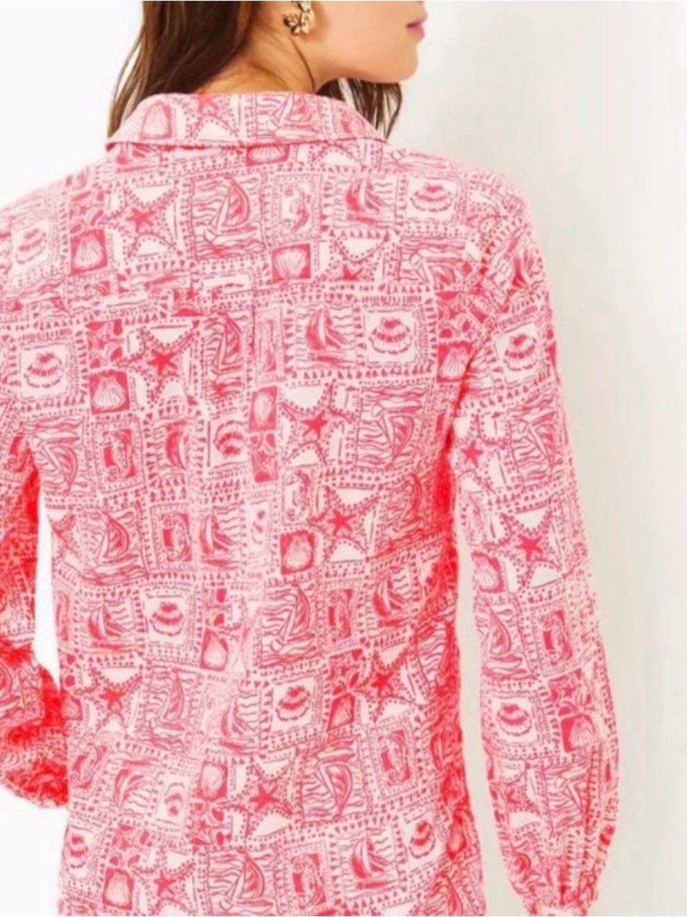 Lilly Pulitzer Jae Tunic top blouse seaside harbor mizner red women’s size XL - Picture 4 of 5